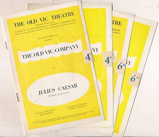 Murder un the Cathedral; Hamlet; All's Well; Julius Caesar. Four Old Vic programmes. 1953.