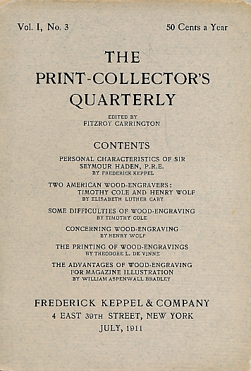 The Print-Collector's Quarterly. Volume 1, No. 3. July 1911.