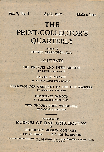CARRINGTON, FITZROY [ED.] - The Print-Collector's Quarterly. Volume 7, No. 2. April 1917