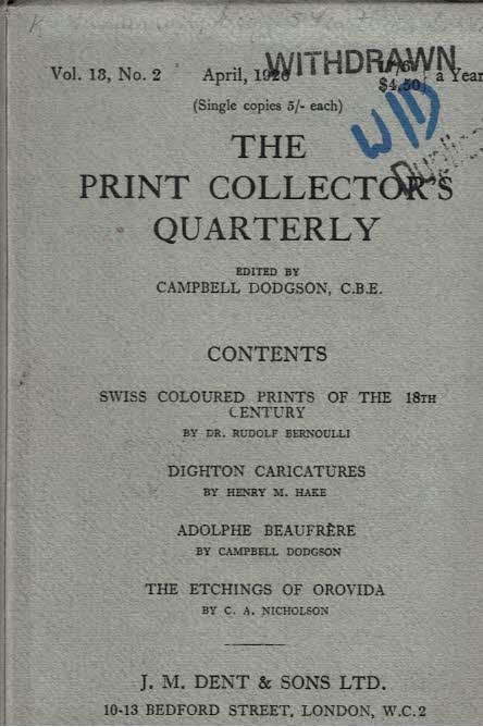 The Print Collector's Quarterly. Volume 13, No. 2. April 1926.