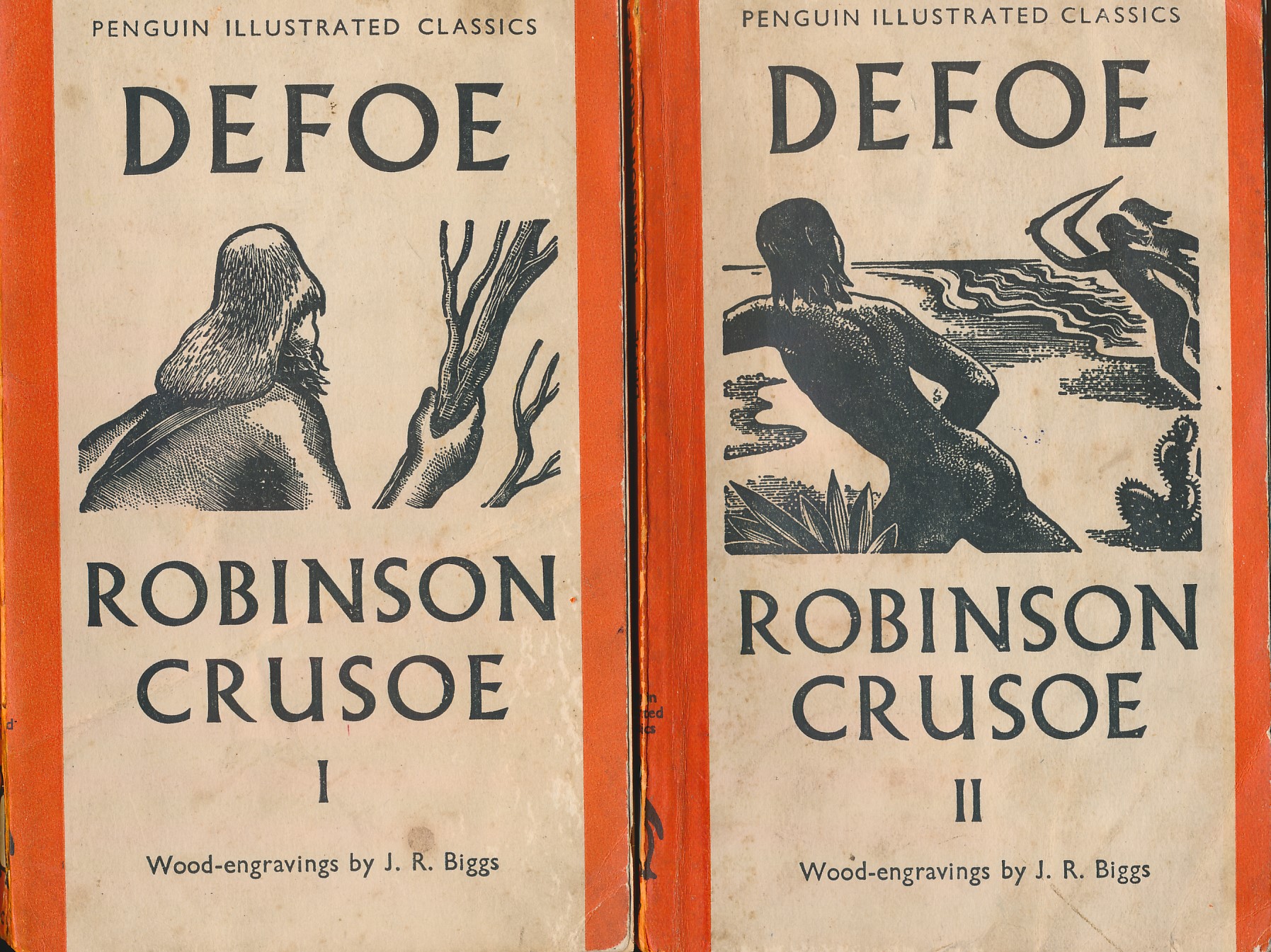 Robinson Crusoe. Two volume set. Volumes I - II.   Penguin Illustrated Classics No. C6 and C7.