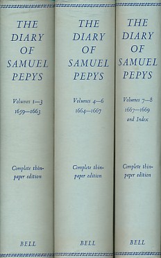 PEPYS, SAMUEL; WHEATLEY, HENRY B [ED.] - The Diary of Samuel Pepys. [1659 - 1669]. 3 Volume Set. Bell Edition. 1962