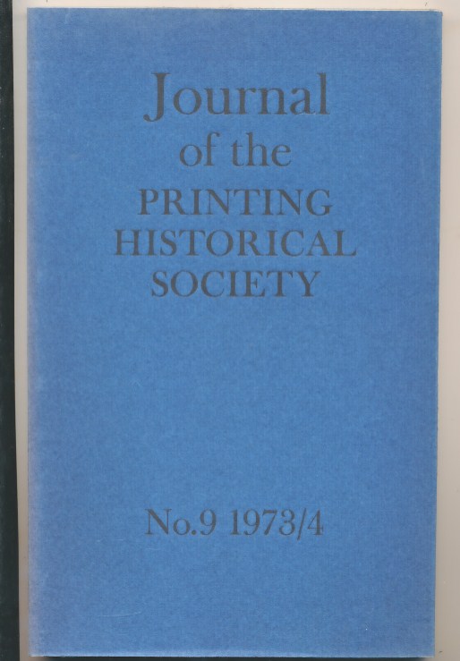 Journal of the Printing Historical Society. No 9. 1973-1974