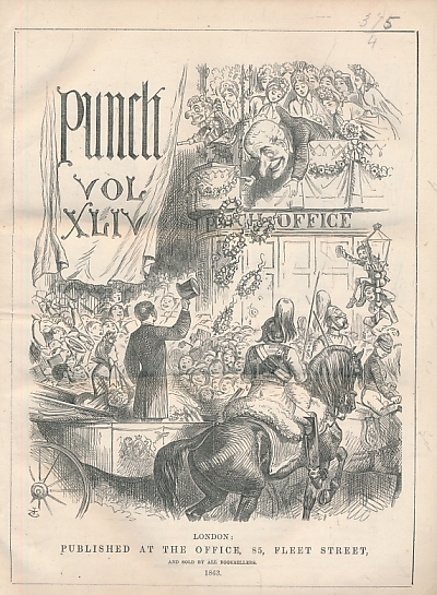Punch, Or the London Charivari. January - June 1863. Volume 44. Brown 'Mr Punch' cover.