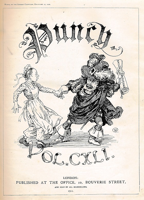 Punch, Or the London Charivari. July - December 1911. Volume 135. Maroon 'Mr Punch' cover.