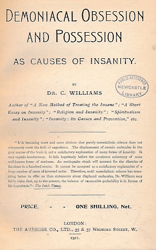 Demoniacal Obsession and Possession as Causes of Insanity