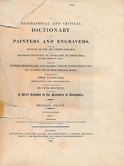 A Biographical and Critical Dictionary of Painters and Engravers. 2 volume set.