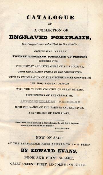 Catalogue of a Collection of Engraved Portraits. 2 volume set.