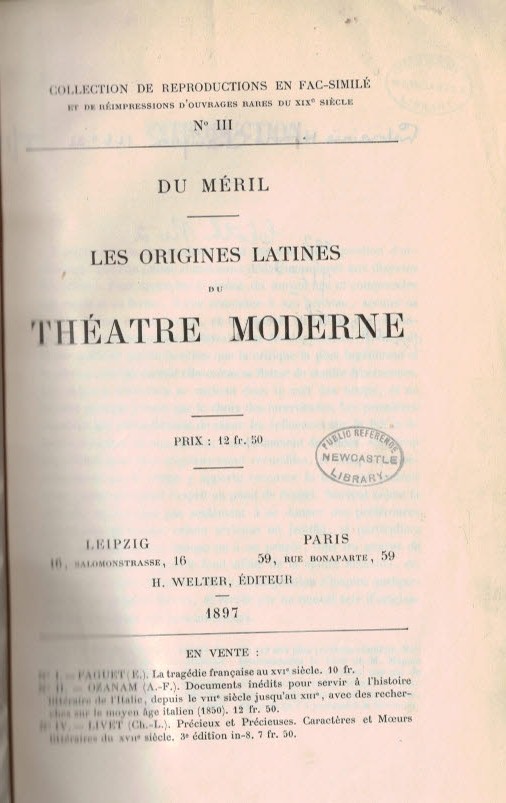 Les Origines Latines Theatre Moderne