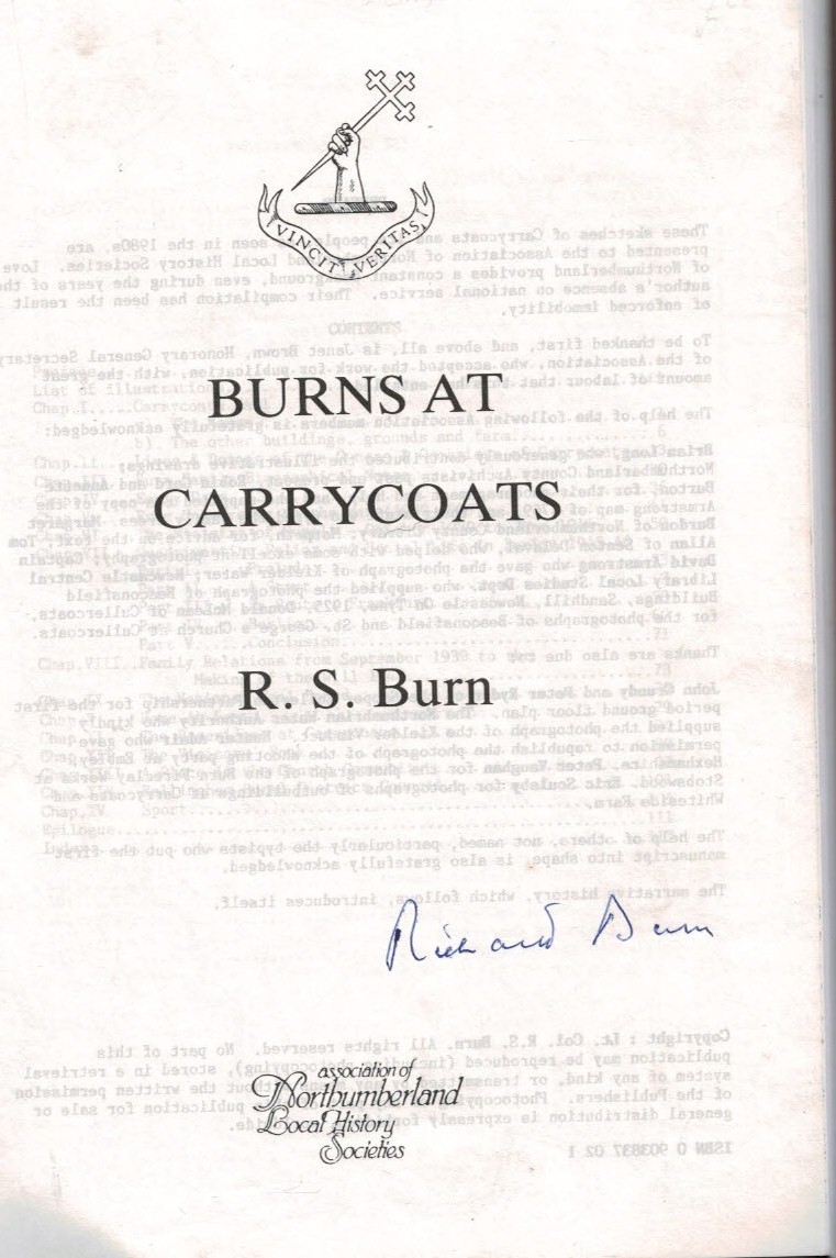 Burns at Carrycoats. Signed copy.