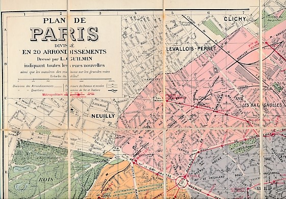 Pochette Guilmin: Nouvelle Plan de Paris [Entoil]. Mtro & Nord-Sud