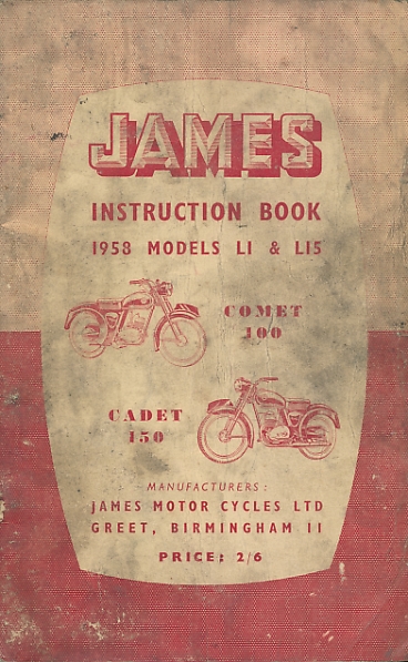 James Instruction Book:  1958  Models. Comet 100 and Cadet 150