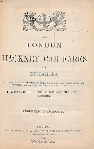 The London Hackney Cab Fares and Distances, ...