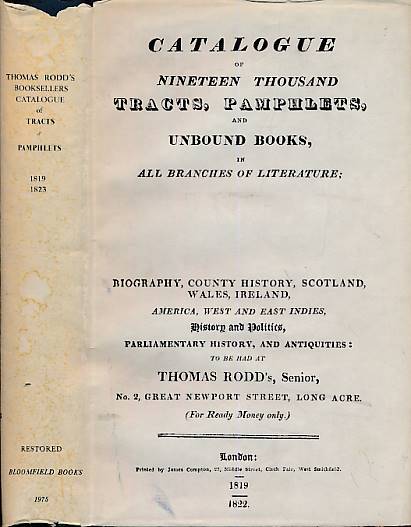 Thomas Rodd's Booksellers Catalogue of Tracts & Pamphlets