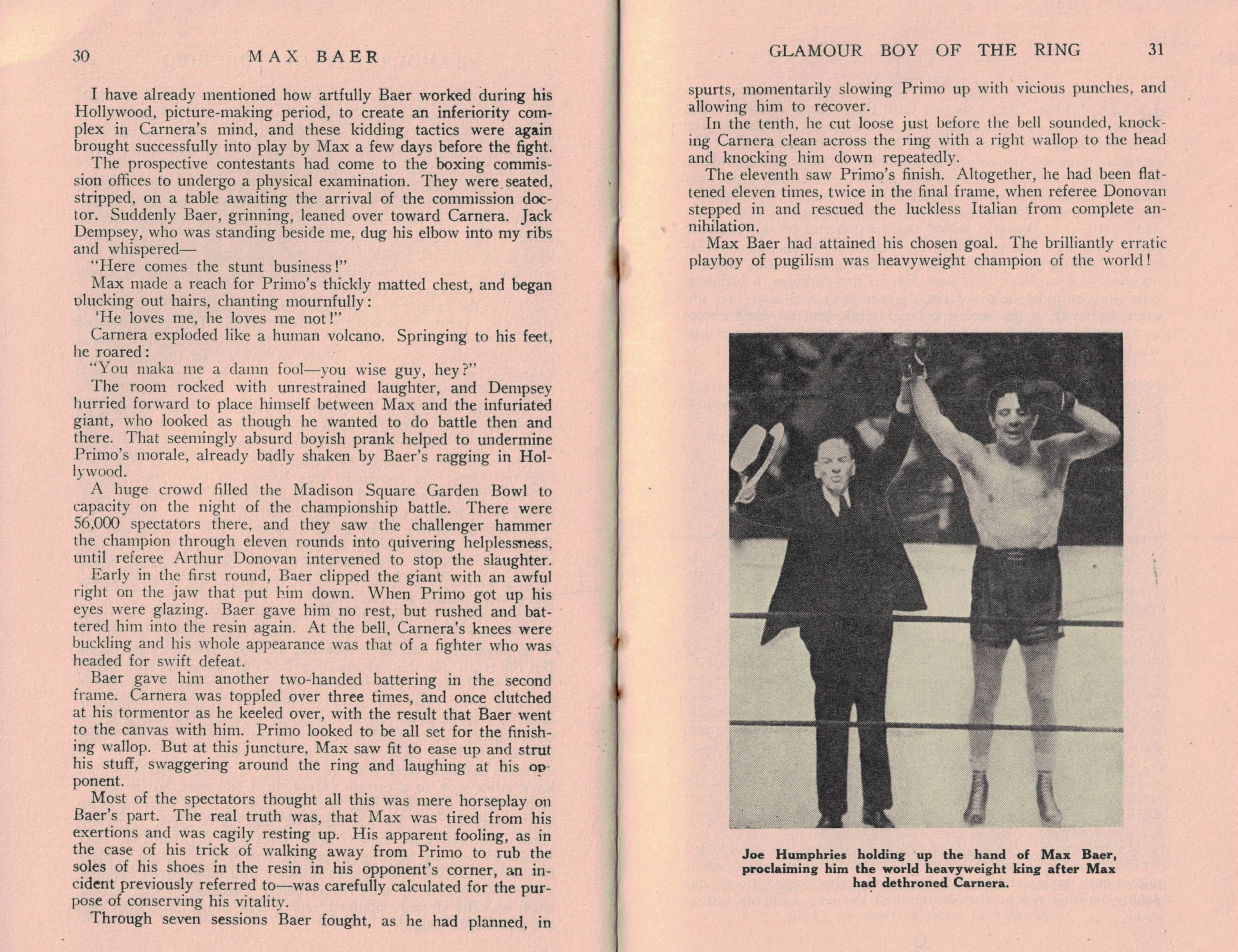 Max Baer. The Glamour Boy of the Ring.