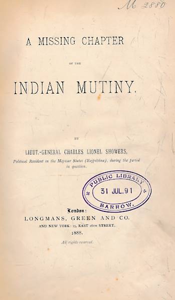 A Missing Chapter of the Indian Mutiny