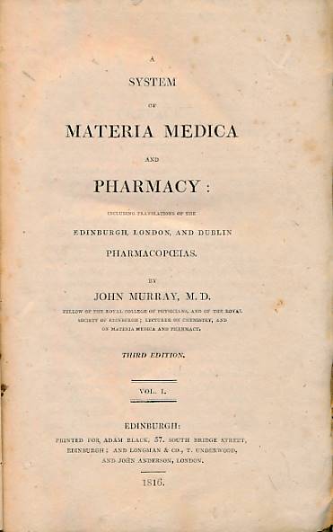 MURRAY, JOHN - A System of Materia Medica and Pharmacy. 2 Volume Set