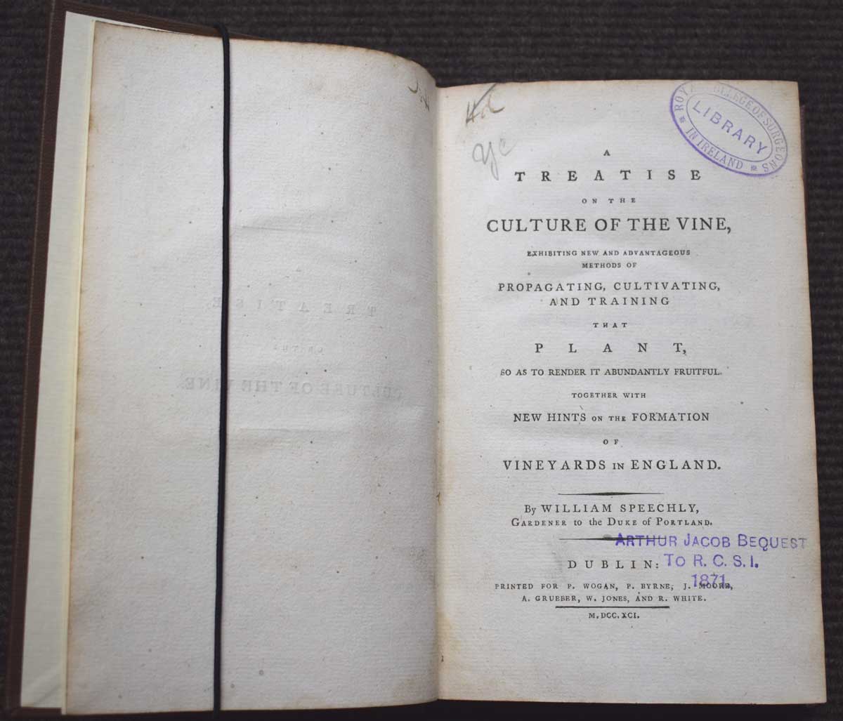 A Treatise on the Culture of the Vine, Exhibiting New and Advantageous Methods of Propagating, Cultivating, and Training That Plant, So As To Render it Abundantly Fruitful. Together with New Hints on the Formation of Vineyards in England.