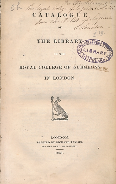 RCS - Catalogue of the Library of the Royal College of Surgeons in London
