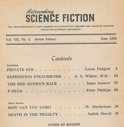 Astounding Science Fiction. Volume VII No 4 (British Edition). June 1950.