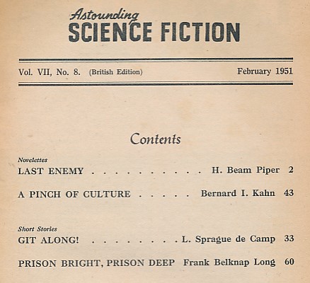 Astounding Science Fiction. Volume VII No 8 (British Editio) February 1951.
