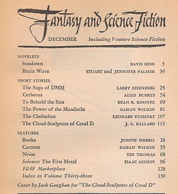 The Magazine of Fantasy and Science Fiction. Vol 33 No 6 (199) December 1967