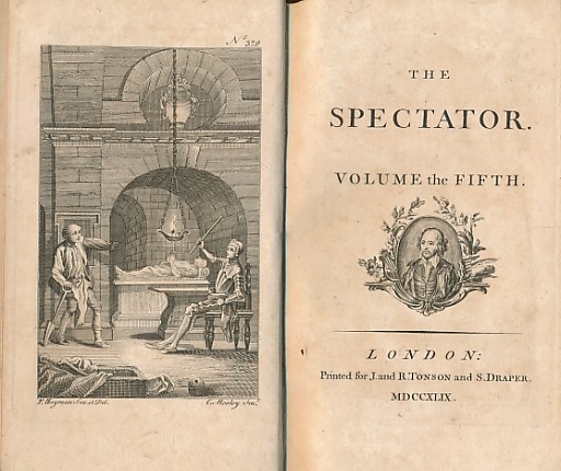 STEELE, RICHARD; ADDISON, JOSEPH; &C - The Spectator. Volume the Fifth. Issues 322 - 394. March - June 1712
