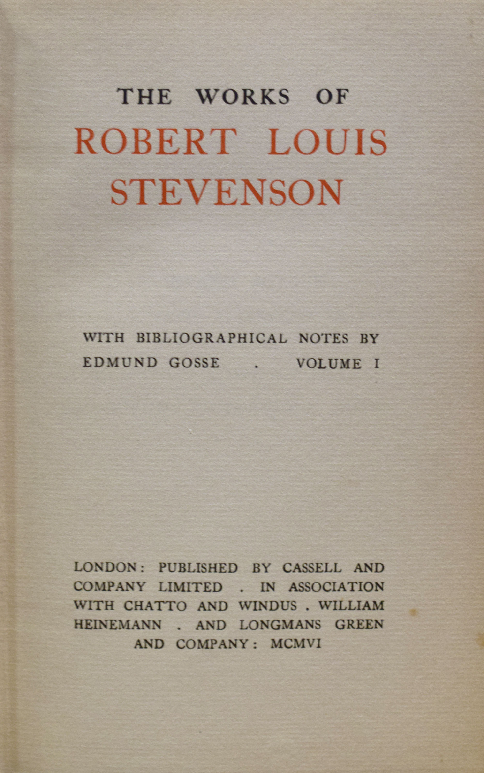 The Works of Robert Louis Stevenson. Cassell Pentland Limited Edition. 20 volume set.