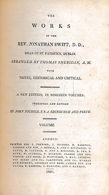 Journal to Stella. The Works of the Rev. Jonathan Swift. Volume XV. 1801.