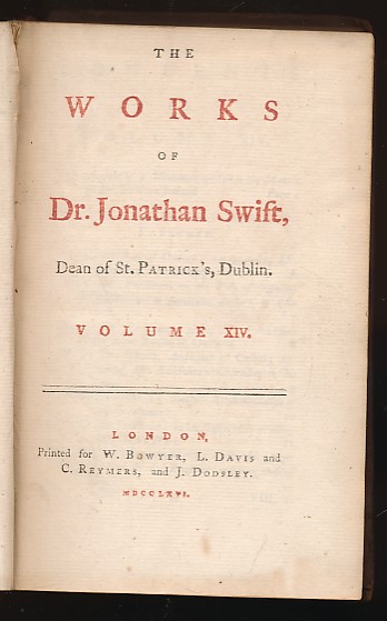 Letters, Sermons, and Poems. The Works of Dr. Swift. Volume XIV. 1766.
