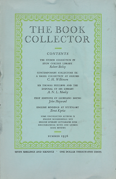 HAYWARD, JOHN; FLEMING, IAN; CARTER, JOHN; MUIR, P H [EDS.] - The Book Collector. Volume 5. No. 2. Summer 1956