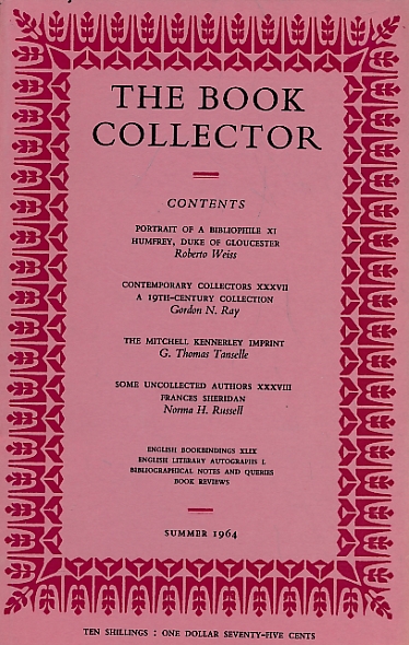 The Book Collector. Volume 13. No. 2. Summer 1964.