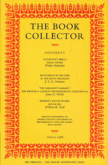 The Book Collector. Volume 15. No. 1. Spring 1966.