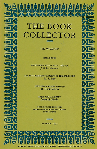 The Book Collector. Volume 24. No. 3. Autumn 1975.