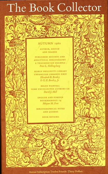 The Book Collector. Volume 29. No. 3. Autumn 1980.