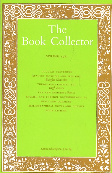 The Book Collector. Volume 32. No. 1. Spring 1983.