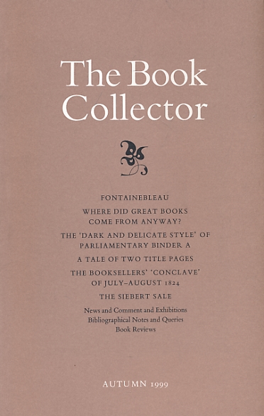 The Book Collector. Volume 48. No. 3. Autumn 1999.