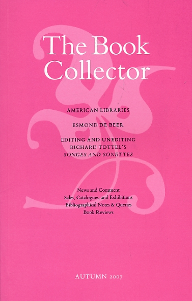 The Book Collector. Volume 56. No. 3. Autumn 2007.