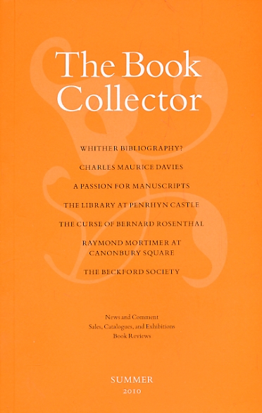 The Book Collector. Volume 59. No. 2. Summer 2010.