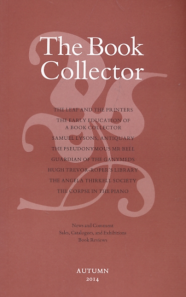 The Book Collector. Volume 63. No. 3. Autumn 2014.