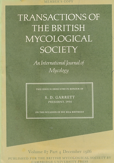 Transactions of The British Mycological Society. Volume 87. Part 4. December 1986