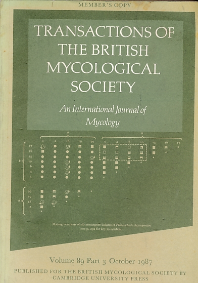 Transactions of The British Mycological Society. Volume 89. Part 3. October 1987