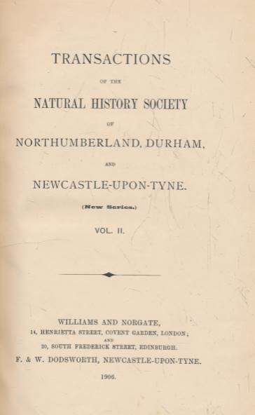 A Preliminary List of Durham Diptera with Analytical Tables. Transactions of the Natural History Society of Northumberland, Durham and Newcastle-upon-Tyne. Volume II 1906.
