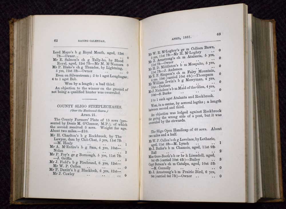 The [Irish] Racing Calendar for the Year 1881. Volume 92.