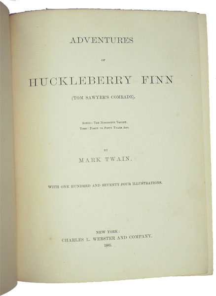 The Adventures of Huckleberry Finn (Tom Sawyer's Comrade). Webster edition.