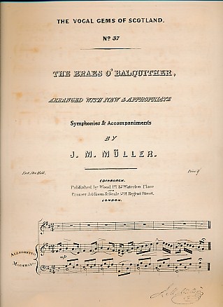 The Brae's O' Balquither. The Vocal Gems of Scotland No 37. .