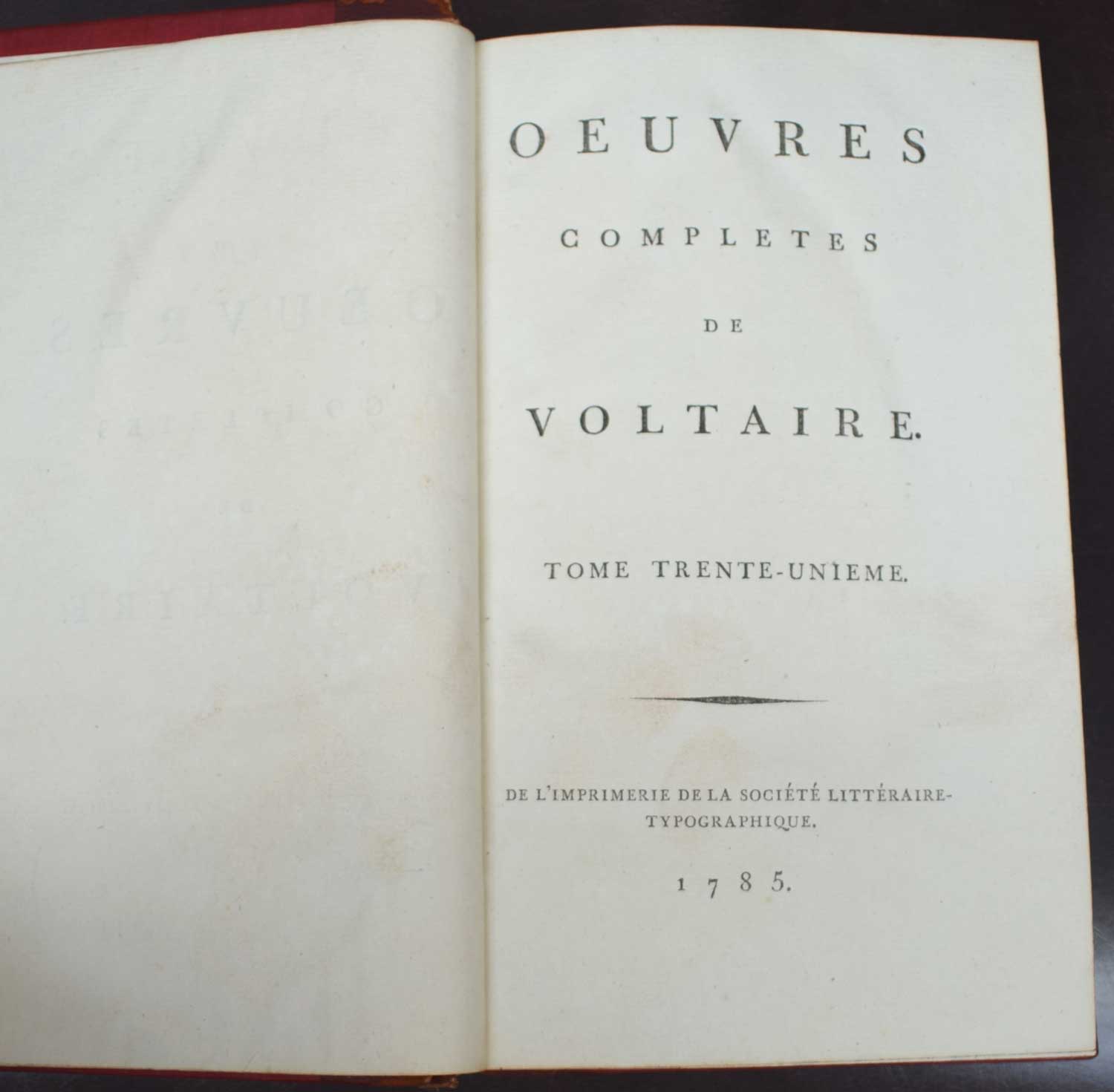 Philosophie de Newton. Oeuvres Completes de Voltaire. Tome Trente-Unime.
