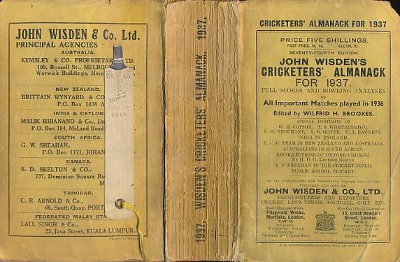 Wisden Cricketers' Almanack 1937. 74th edition.