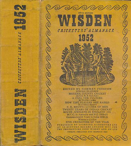 Wisden Cricketers' Almanack 1952. 89th edition.